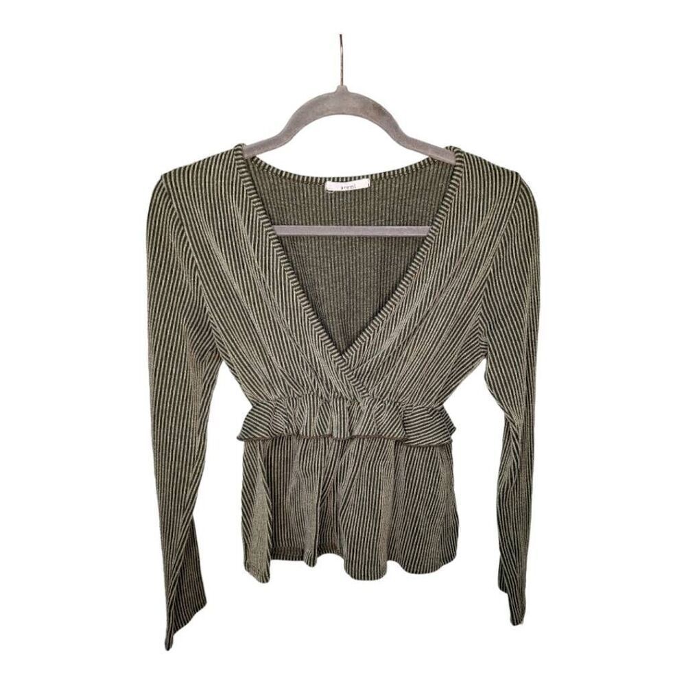 Acemi - Pinstriped Short Long Sleeve Top  Women's Size Small